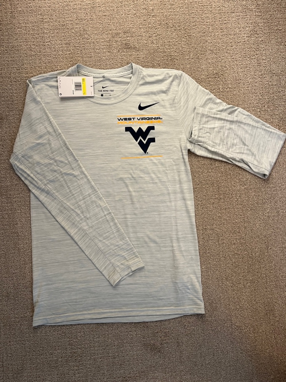 Nike West Virginia Long-Sleeve Performance Tee - Light Gray